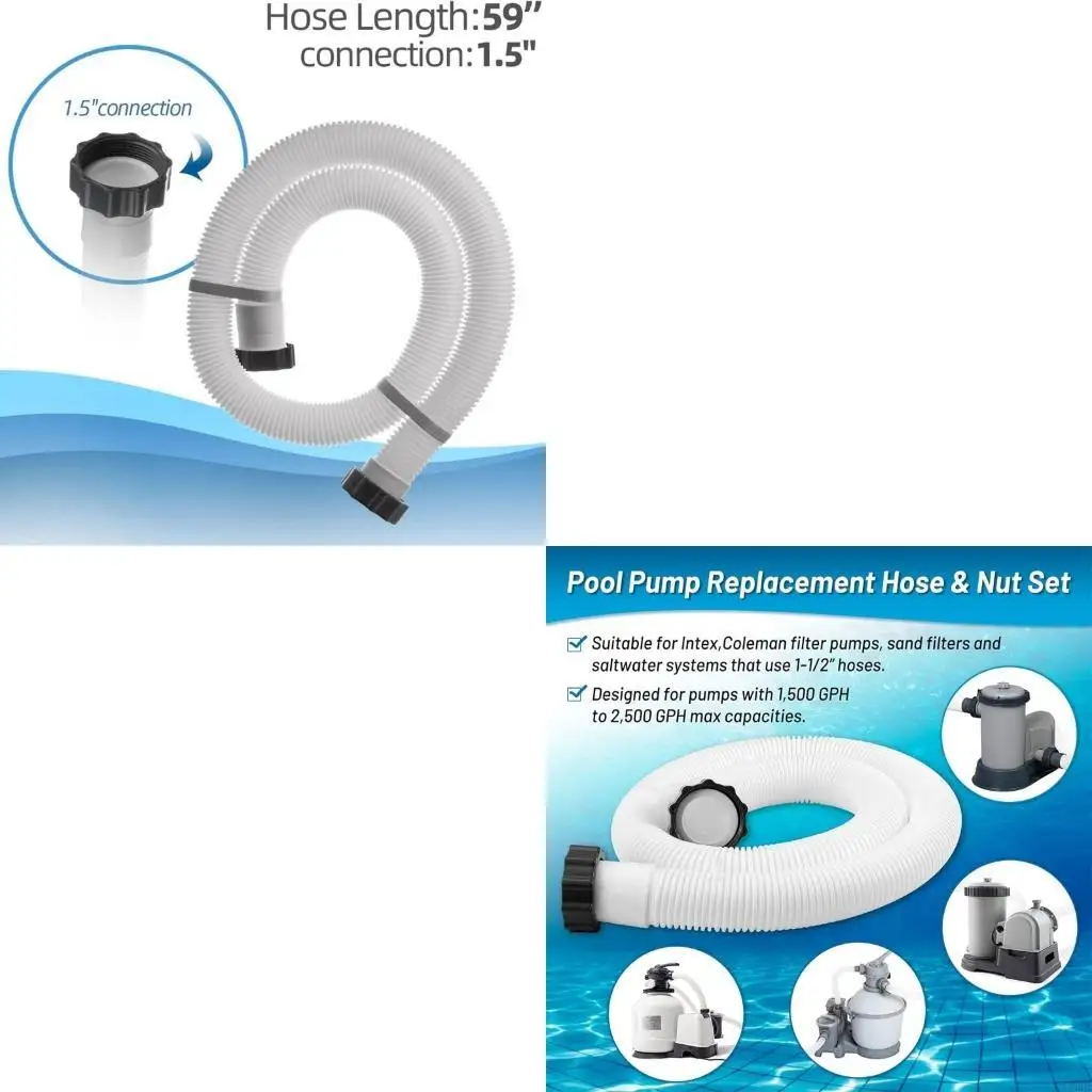 4 Stück 29060E Ersatzschlauch für Schwimmbadpumpe, geeignet für Intex-Filterpumpen, Sandpumpe, Salzwassersysteme, 149,9 Image