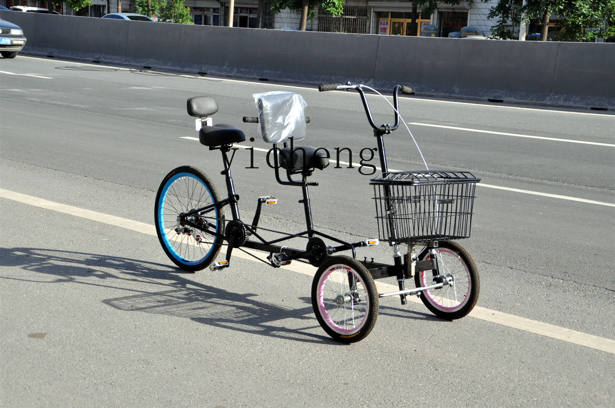 ZYA Doppel-Triple-Fahrrad zum Radfahren, Dreirad, Scheibenbremse, Dreirad, Outdoor-Fahrrad mit Scheibenbremse Image