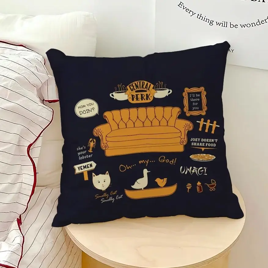 1 Stück Friends TV-Show Kissenbezug, Polyester 2D Doppelseitiger Druck, Central Perk Themen-Kissenhülle für Sofa Schlafzimmer, Nostalgisch Image