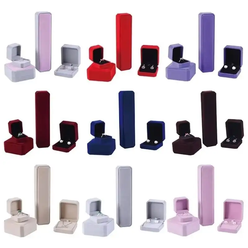 Samt Achteck Schmuckschatulle Ring Halskette Ohrring Verpackung Organizer Bulk Geschenkbox Ohrstecker Schmuck Aufbewahrungskoffer Hohe Qualität Image