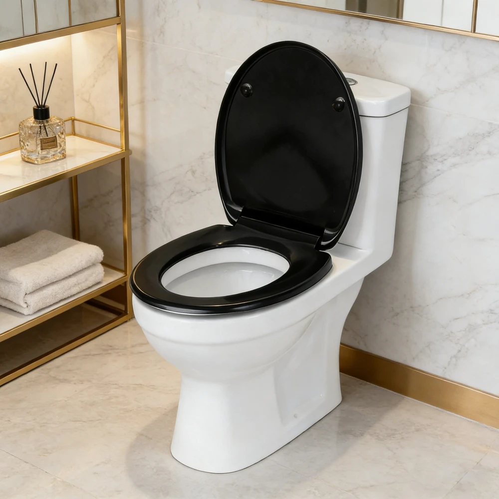 SAINOS WC Sitz mit Absenkautomatik Duroplast Toilettensitz Klodeckel Ein Klick Demontage Toilettenbrille Einfache Installation