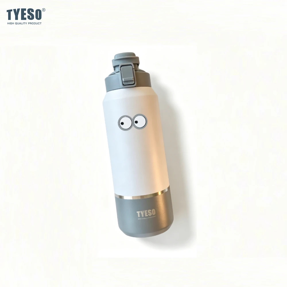 Tyeso 1500ML Reisebecher mit Griff und Aufkleber Vakuum-Thermoskanne Wasserflasche Auslaufsicherer Deckel für Outdoor-Sport Wandern Großer Becher Image