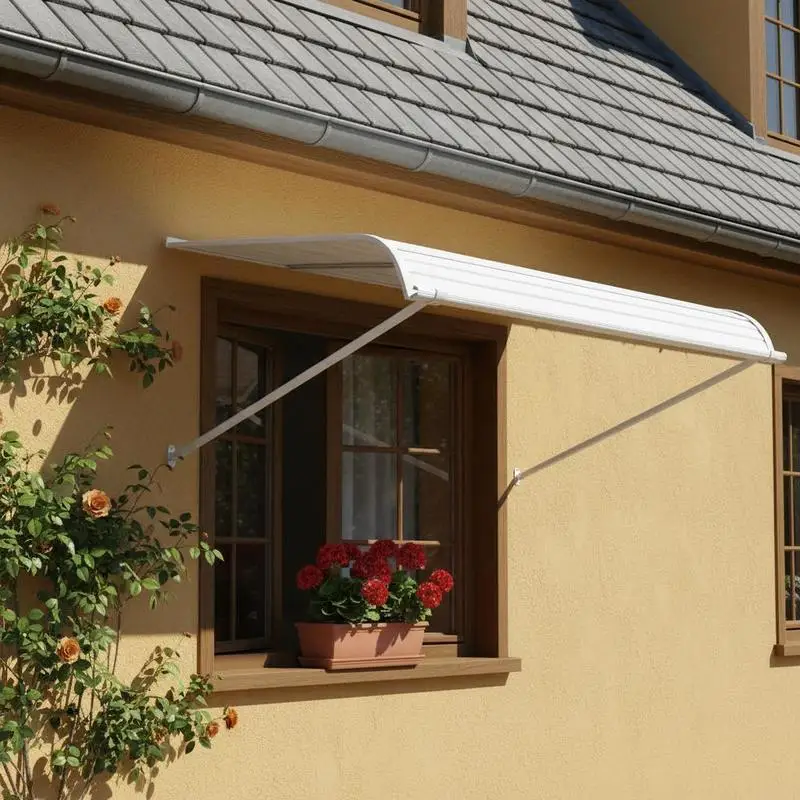 Eingangstür-Vordach 122x106,6 cm, Aluminium-Türüberdachung, Schutz vor Regen, Schnee, Sonne, Stabiles Vordach für Eingangstüren, Veranda-Fenster, Balkone