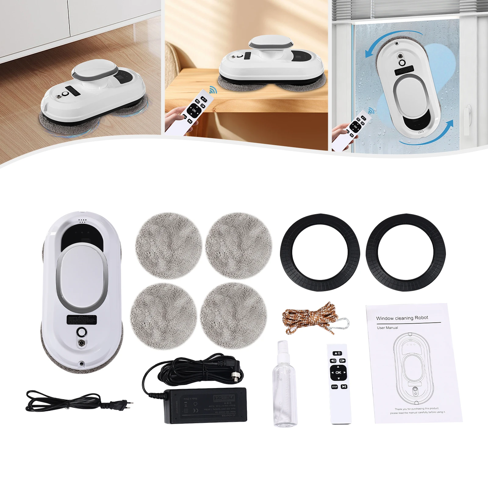 Robot nettoyeur de vitres, robot nettoyeur de vitres électrique avec télécommande, robot nettoyeur de vitres automatique