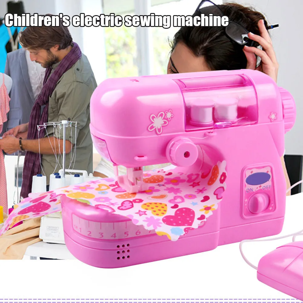 Machine à coudre pour enfants Machine à coudre portative avec lumière Petite machine à coudre électrique pour enfants Ensemble de jouets pour la maison
