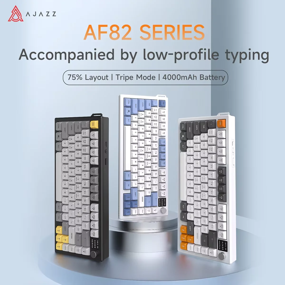 AJAZZ AF82 Low-Profile-Tastatur Büro RGB Kabelgebundene Gaming-Tastatur 75% Layout 4000mAh Akku ABS-Tastenkappen für Win/Mac Image
