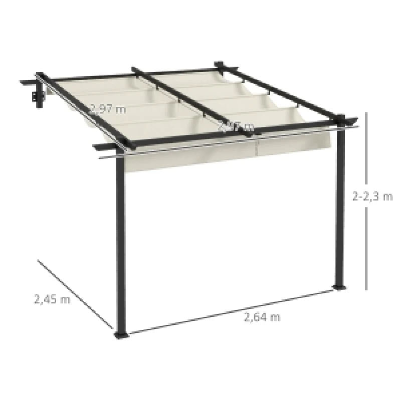 Pavillon 3 x 3 m Pergola winddicht, Terrassenüberdachung mit verstellbarem Dach, ideal für Garten & Terrasse, cremefarben