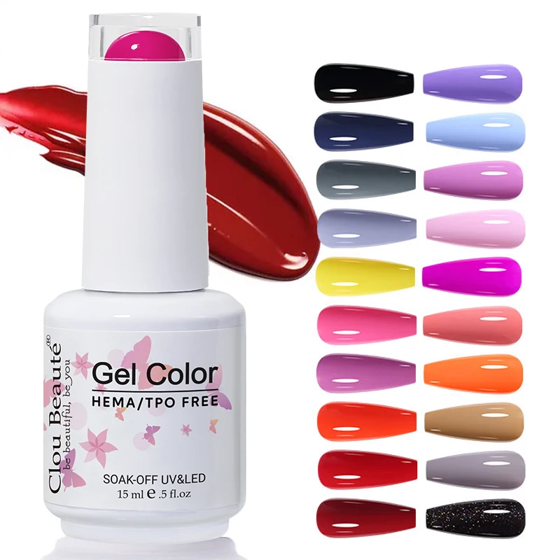Clou Beaute Gel Color HEMA TPO-frei 15ml Gel-Nagellack Abziehbarer UV-Gel-Lack Nagelkunst Maniküre Lack Nagelkunst Jelly Gel Image