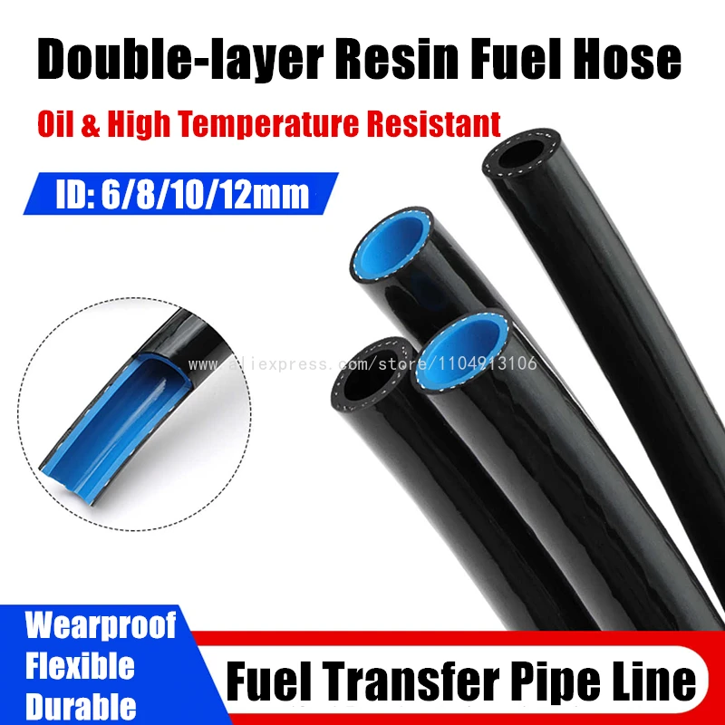 Tuyau de carburant en résine double couche, flexible, pour voiture, diesel, résistant aux hautes températures, tube de transfert de carburant, ID 6mm 8mm 10mm 12mm
