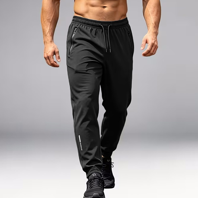 Men's Joggers Trousers Casual Pants Quick-dry Pants Cooling Pants Drawstring Elastic Waist Zipper Pocket Solid Color Lightweight Moisture Wicking Full Length Casual Daily Streetwear Fashion Classic