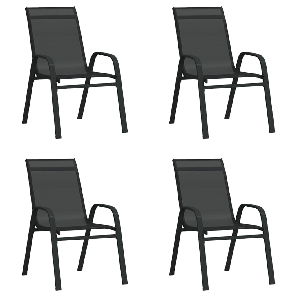 vidaXL Stapelbare Gartenstühle 4 Stk. Schwarz Textilene Image