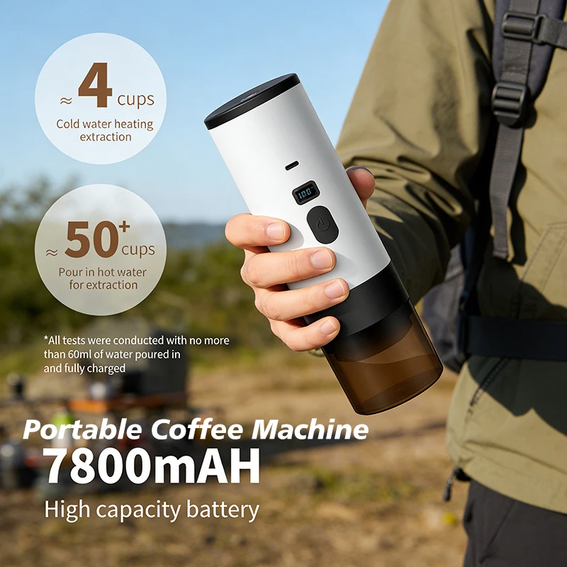 7800mAh Langlebige 3-in-1 Tragbare Kaffeemaschine, Elektrische Kapsel-Kaffeemaschine für Auto, Reisen & Camping Image