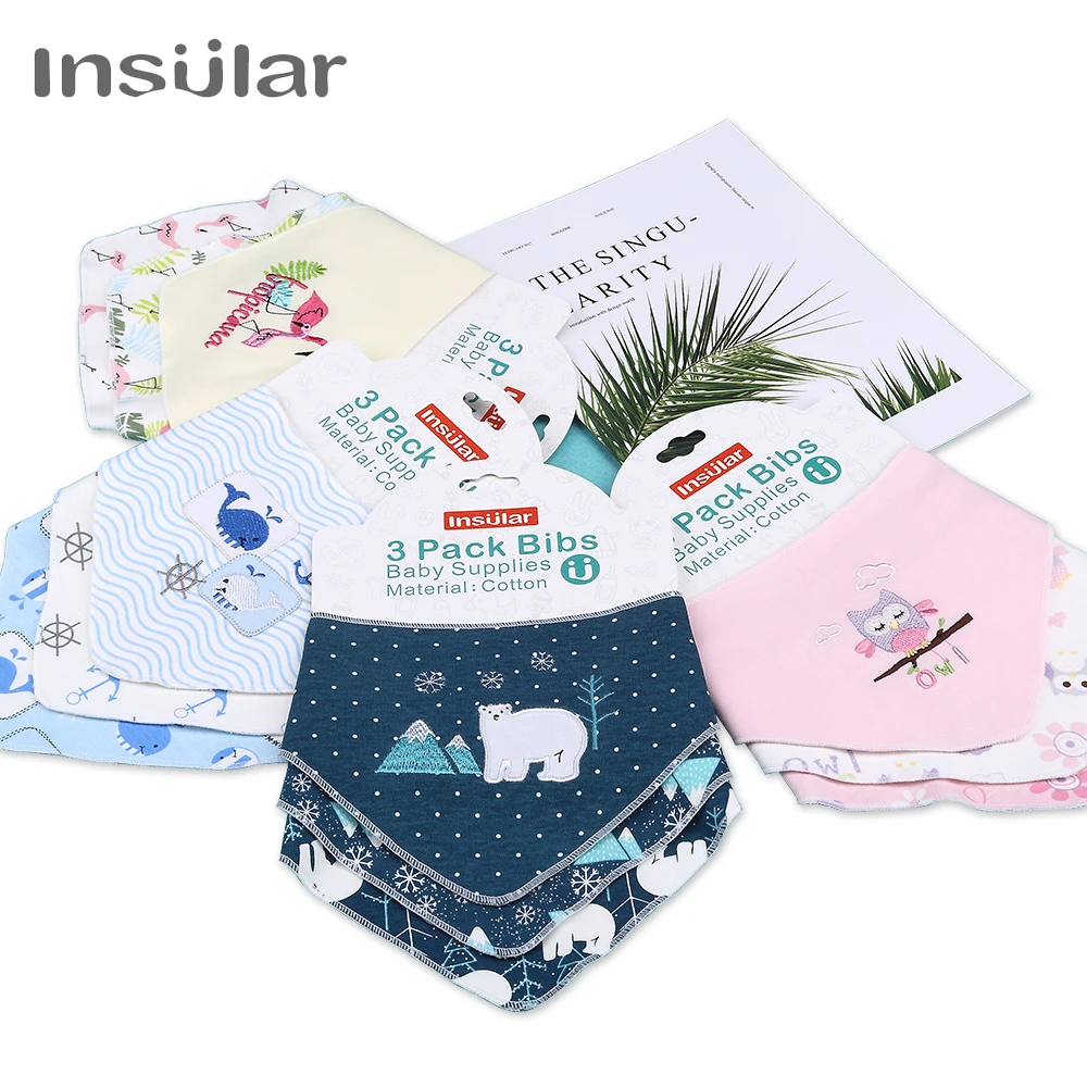 INSULAR Neu Baby Lätzchen 3 stücke Baby Bandana Lätzchen Baumwolle Babadores Infant Handtuch Für Jungen Und Mädchen Baby Kleidung Infant Zubehör Image