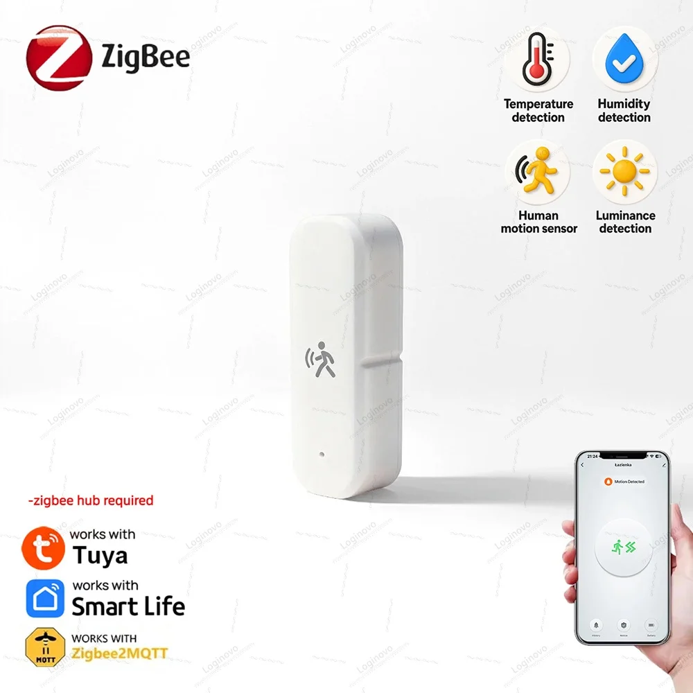 Zigbee PIR Motion Sensor Option Mmwave Radar Feuchtigkeit Temperatur Licht Sensor Detektor Für Tuya Smart Leben 2MQTT Home Assistent Image