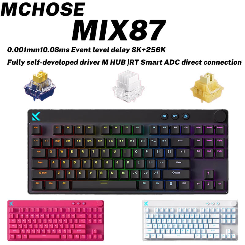 MCHOSE MIX87 Magnetische Switch-Tastatur, kabelgebundene Gaming-Tastatur, 8K + 256K, Esport, 0,08 ms, niedrige Latenz, E-Sport, individuelles Gamer-Zubehör Image