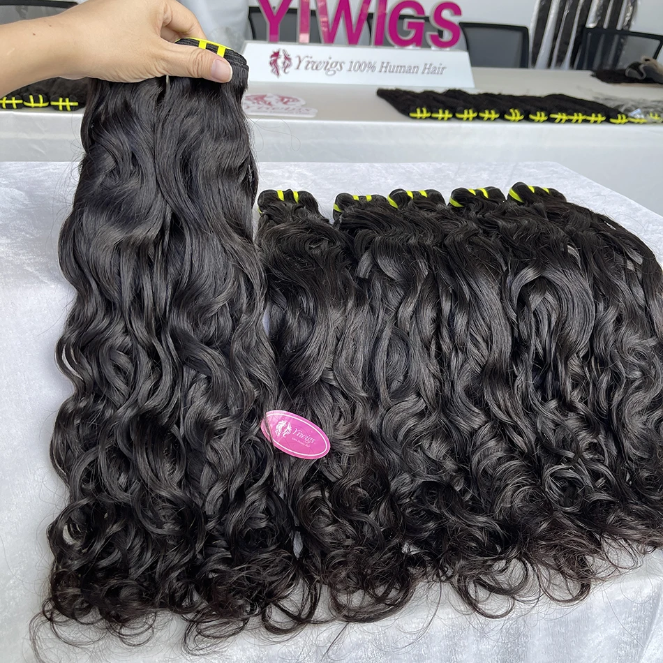 Yiwigs 15A Grade Vietnamesische Wasserwelle 100 % Rohes Echthaar Bundles Natürliche Welle Lockige Unverarbeitete Haarwebart Extensions dick Image