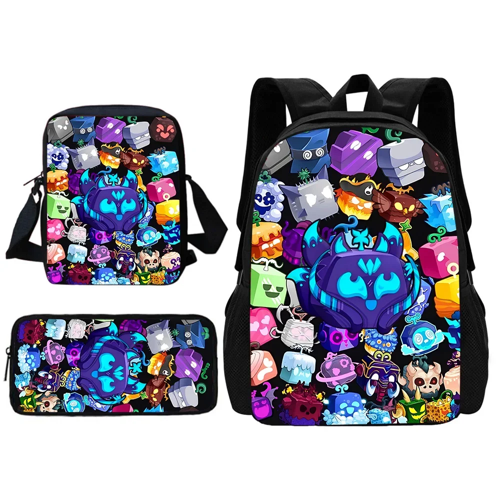 Dessin animé Blox Fruits enfant école sac à dos avec sac à bandoulière sacs à crayons sacs d'école pour garçons filles meilleur cadeau