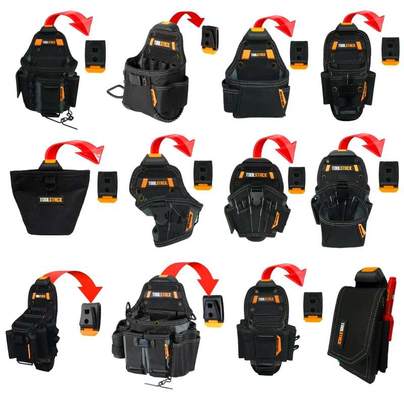 TOOLSTACK Sac à outils de ceinture, pochette organisatrice d'outils multifonction, pochette à outils de grande capacité, trousse à outils durable, sac de rangement pour électricien