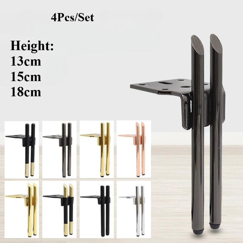 4 pièces pieds de meubles hauteur 13/15/18 cm pied de meubles en métal pour canapé Table basse pieds meubles d'armoire bricolage pieds de remplacement