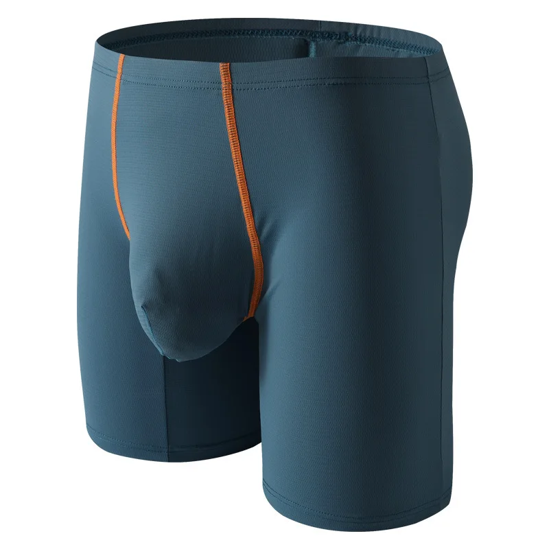Sous-vêtements pour hommes boxeurs Shorts Nylon glace soie Panites homme confortable U poche convexe moyen longue jambe sous-vêtement homme troncs M-XXL