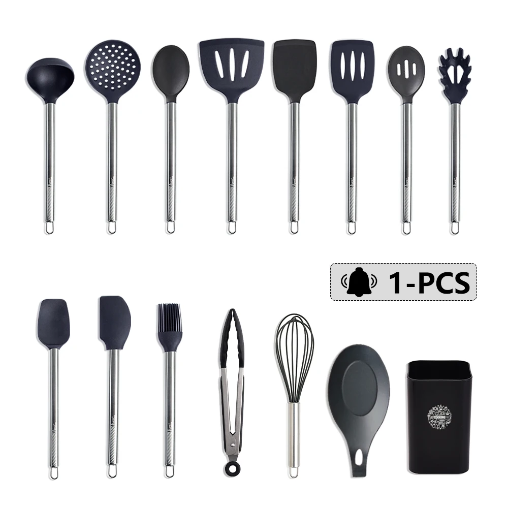 Ustensiles de cuisine en Silicone, 1 paquet, ustensiles de cuisine, manche en acier inoxydable résistant à la chaleur, cuillère à soupe, passoire à pâtes, accessoires de cuisine