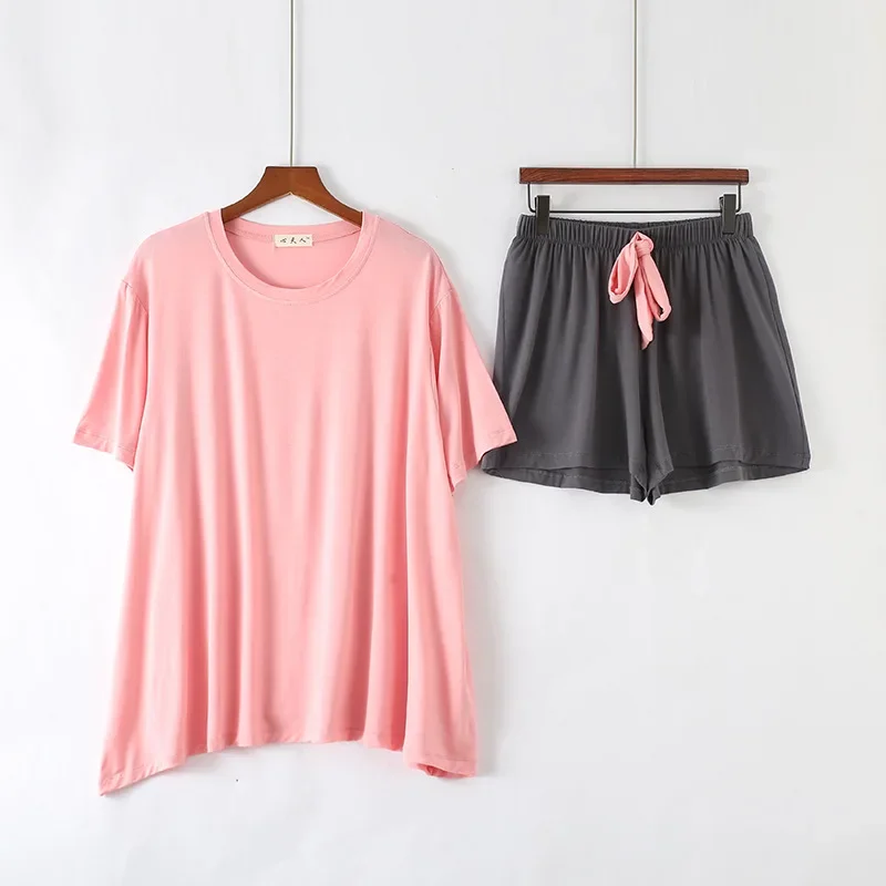 Pyjama décontracté pour femmes, costume modal, manches courtes, short, section fine, ample, grande taille, service à domicile, nouvelle collection été 2026