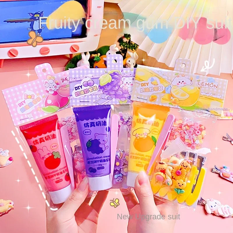 Kit de pinces à cheveux manuelles, bricolage, emballage de matériel, accessoires en résine, nouvelle mise à niveau, décoration de pince à cheveux en Gel crème simulée, bricolage