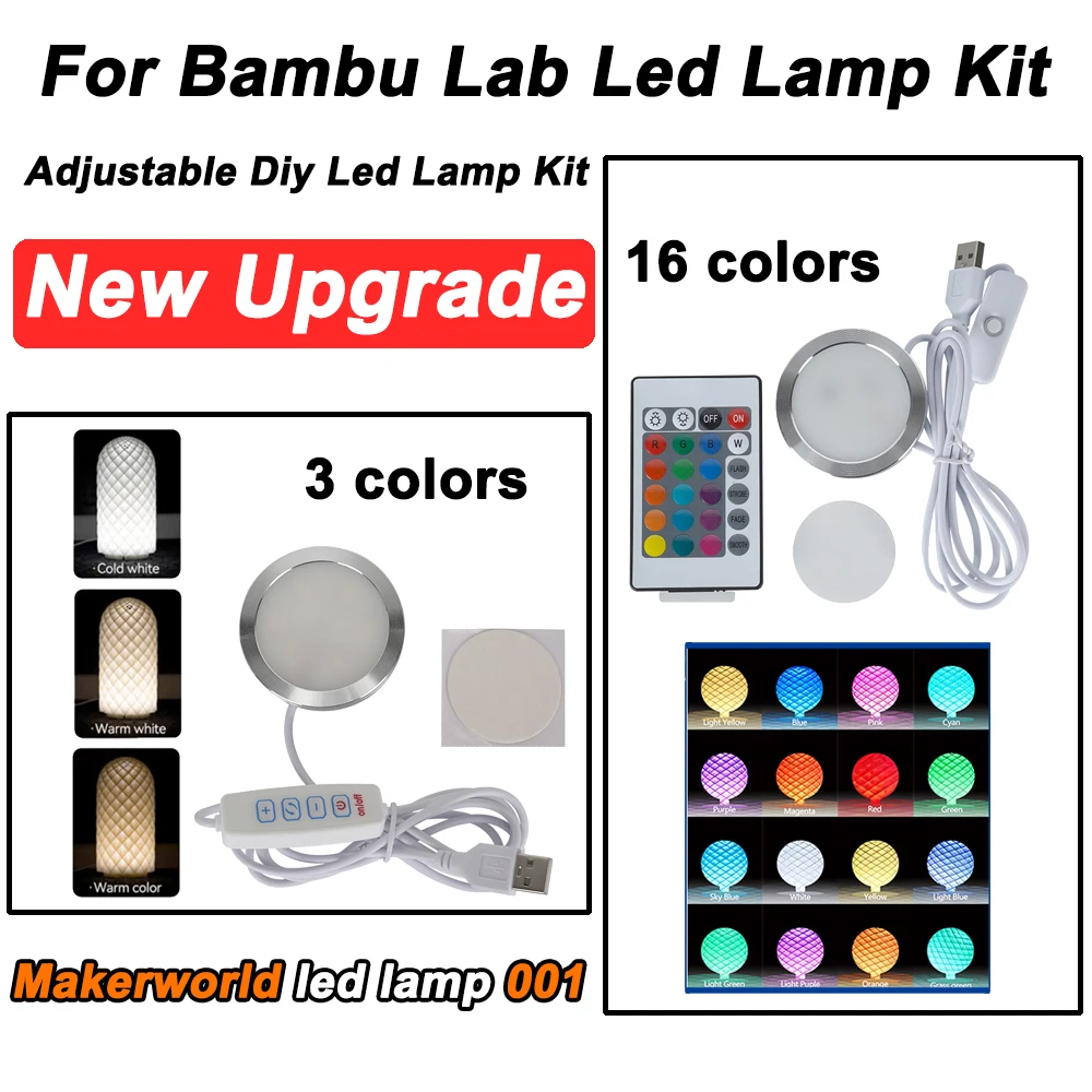 Pour Bambu laboratoire Kit de lampe à LED Kit de lumière réglable pièces de lumière LED matériel bricolage modèle blanc/froid/lumière chaude sans coque de lampe 001