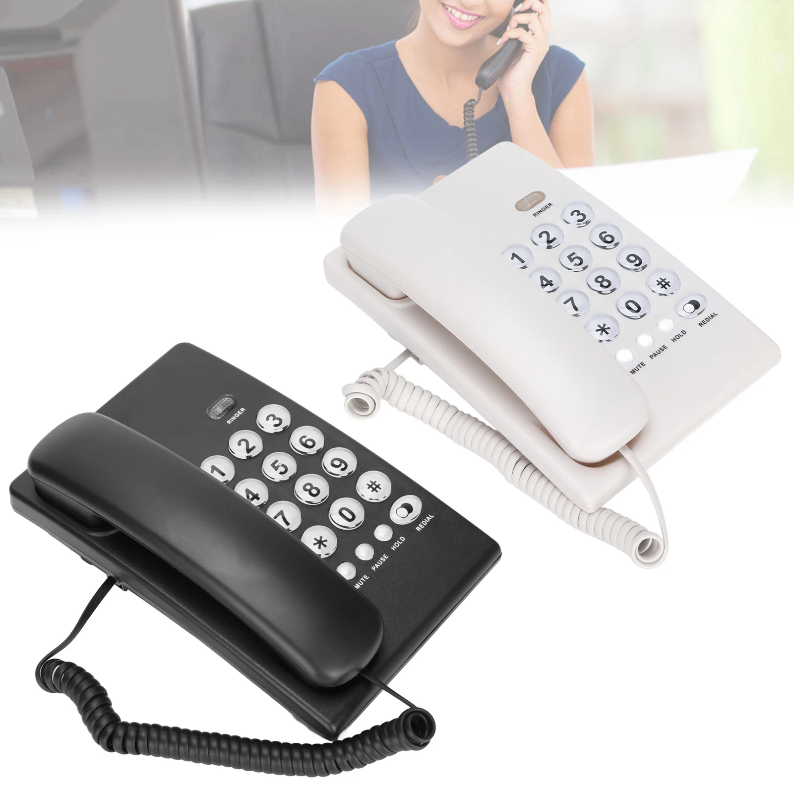 KXT504 téléphone de bureau filaire multifonctionnel grand bouton téléphone fixe pour maison hôtel grand bouton téléphone fixe