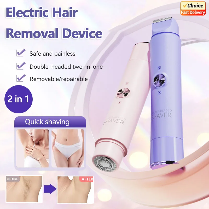 Épilateur électrique Double tête pour femmes, Rechargeable, indolore, rasoir pour les zones privées du corps, Bikini, coupe douce