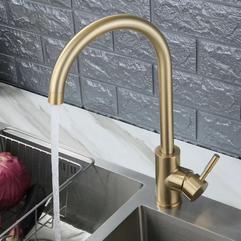 Robinet de cuisine G1/2 G3/8, robinets de cuisine d'eau chaude et froide pour évier, robinet de cuisine en or, mitigeur monotrou, accessoires de cuisine