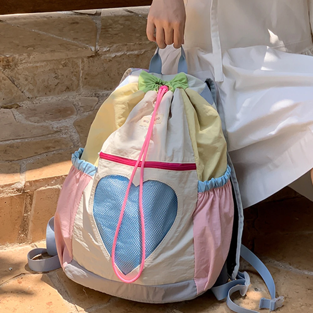 Sac à dos pour femmes et filles, sac d'école à cordon de serrage, sangle réglable en Nylon, sac à dos pour ordinateur portable, sac à dos pour voyage et école