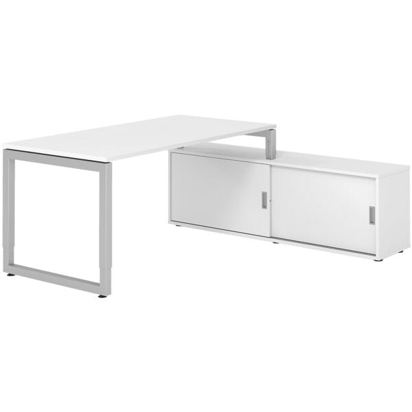 HAMMERBACHER Schreibtisch höhenverstellbar (manuell) inkl. Sideboard »Alicante« 160 cm Kufenf weiß, 160x81x80 cm