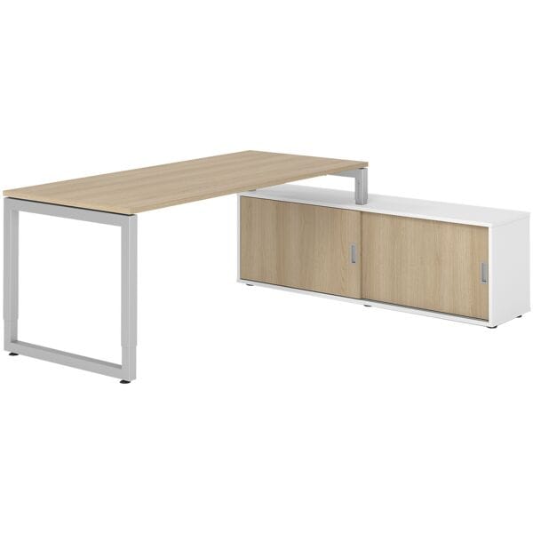HAMMERBACHER Schreibtisch höhenverstellbar (manuell) inkl. Sideboard »Alicante« 180 cm Kufenf braun, 180x81x80 cm