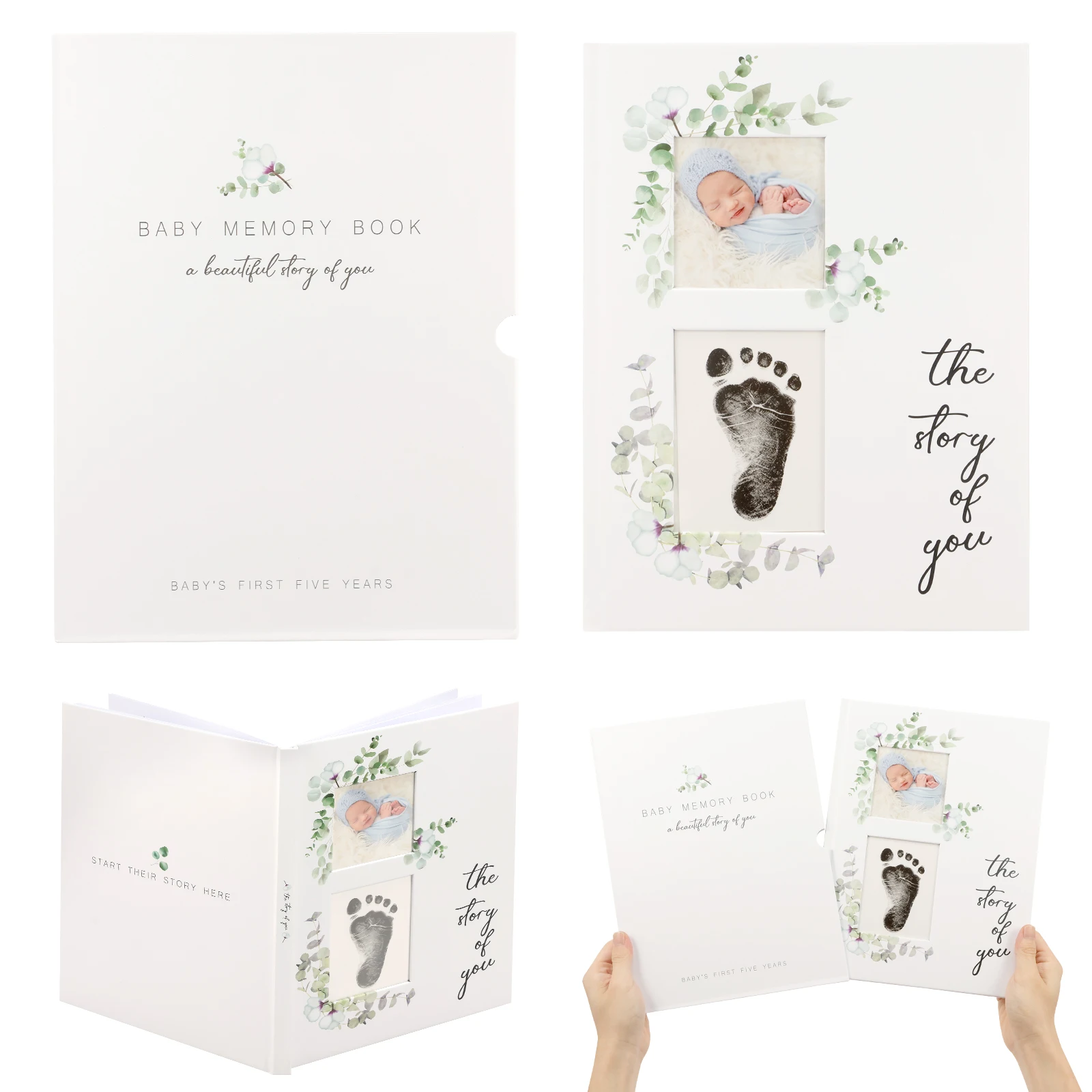 Livre de souvenirs pour bébé, livre de jalons de développement neutre pour la mère, journal, album photo, album de scrapbooking, album photo DIY pour la croissance des enfants et des bébés