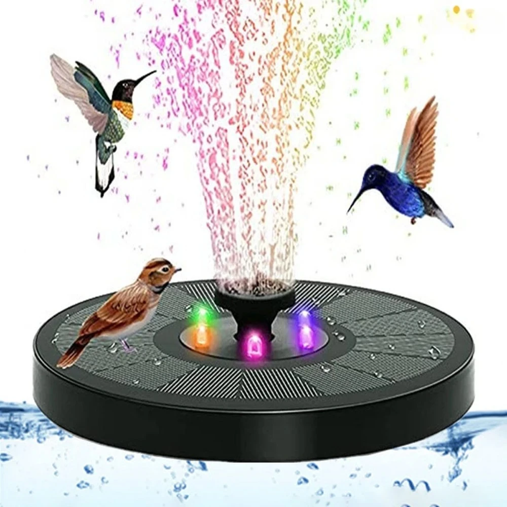Solar-Lichtbrunnen, Solar-Teichpumpe für den Außenbereich mit 8-Effekten, Solar-Wasserpumpe, schwimmende Solar-Brunnenpumpe, Garten-Vogelbad