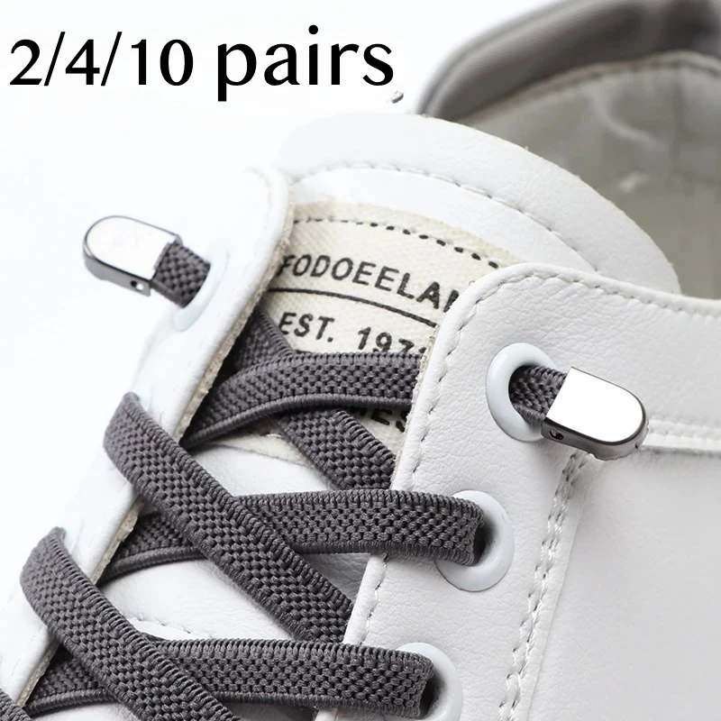 Elastische Schnürsenkel ohne Binden für Sneaker, flache Schnürsenkel, erweiterbare Schnürsenkel, Einheitsgröße für Erwachsene und Kinder. Image