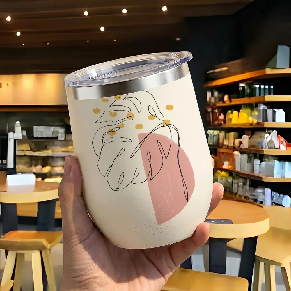 Nordische Minimalistische Skandinavische Vakuum-Thermosflaschen 12oz Isolierter Edelstahl-Kaffeebecher mit Deckel Doppelwandige Vakuum-Isolierung Auslaufsicher Image