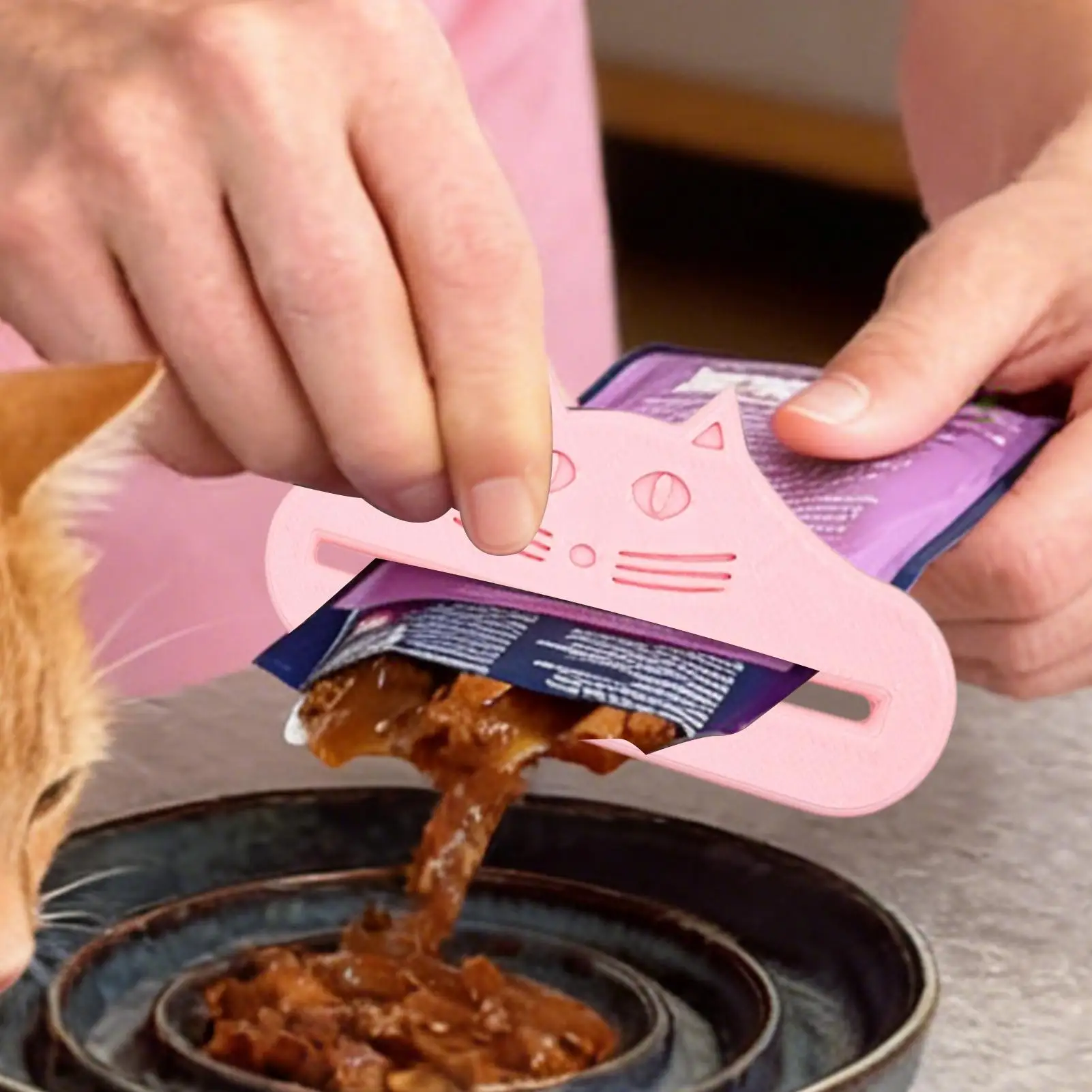 Katzenfutter-Beutelquetscher, Katzenfutter-Spender, Flüssigfutter-Spender für Katzen, Katzen-Design Quetschwerkzeug Image