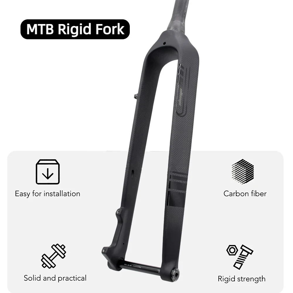 RACE MTB Vollcarbon Starrgabel, Gerade/Konische Gabel, 9*100mm Schnellspanner, Steckachse 15*100mm, 26/27,5/29 Zoll Image
