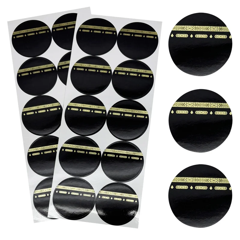 20 Stücke Schwarz Gold 4 cm Runde Umrah Mubarak Aufkleber Eid Mubarak Islamischen Muslimischen Festival Party Decor Hause 2026 Ramadan Geschenk Aufkleber Image