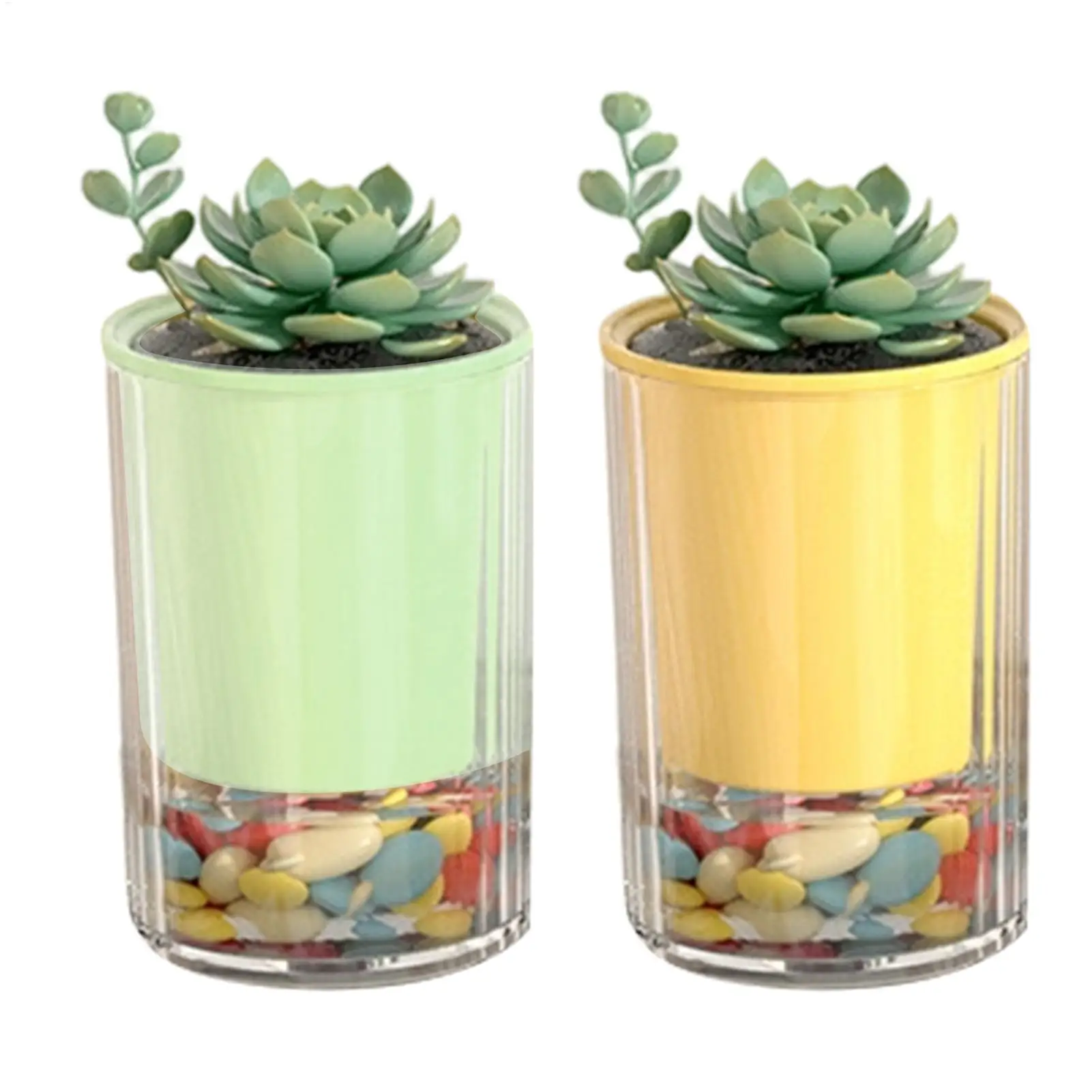 Selbstbewässernder Pflanzentopf Doppelschichtiger Schreibtisch-Blumenbehälter Desktop-Blumentöpfe für Gärtner, Pflanzenzüchter, Zuhause, Büro, Wohnung Image