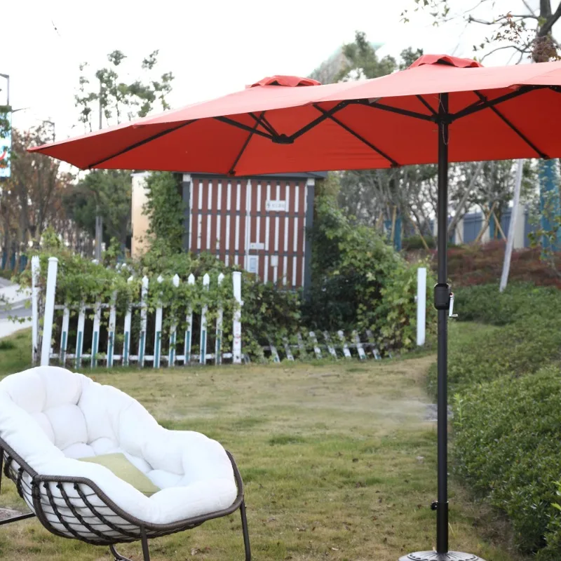 15 Fuß wasserdichter Outdoor-Tischschirm, 12 Stahlrippen, extra großer doppelseitiger Sonnenschirm für Garten und Café, verkauft als 1 Stück. Image