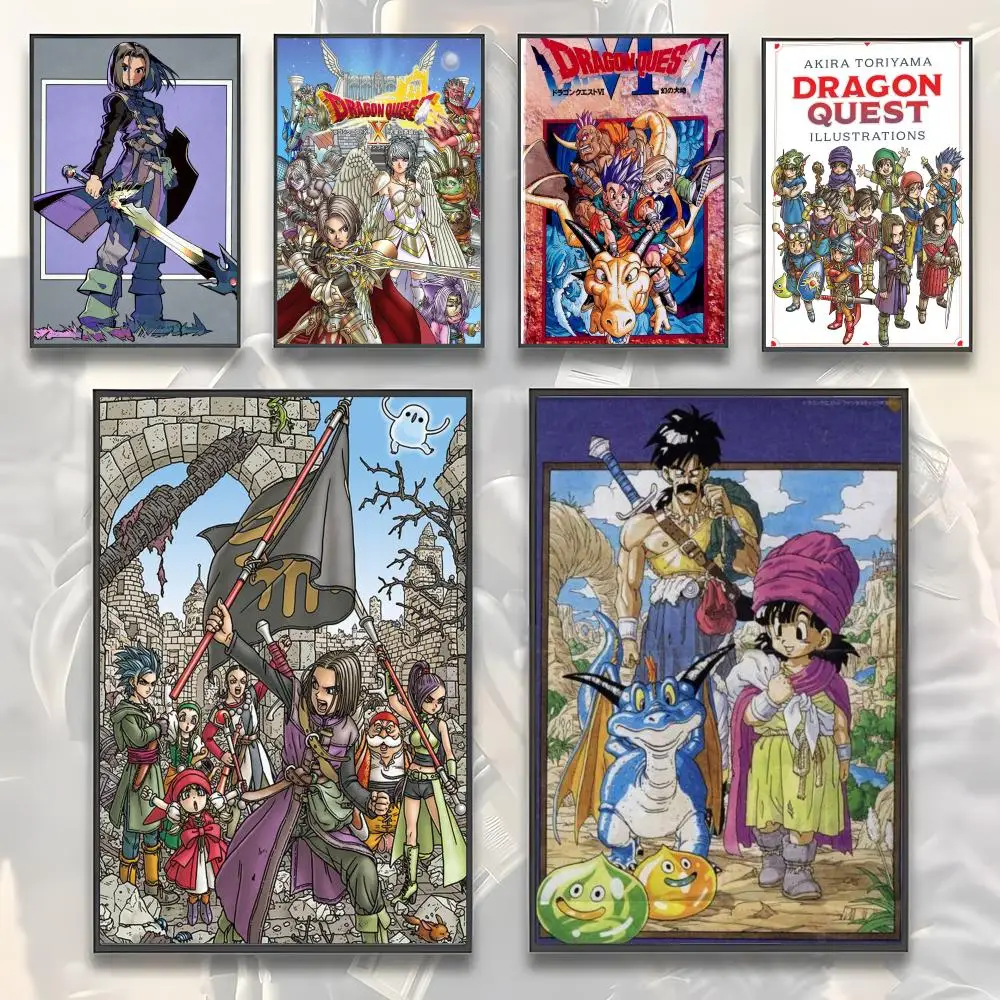 Poster, selbstklebender Wandkunstdruck, wasserfest, für Zuhause, Wohnzimmer, Schlafzimmer, ästhetische Dekoration, RPG-Abenteuerspiel D-Dragon Quest Image
