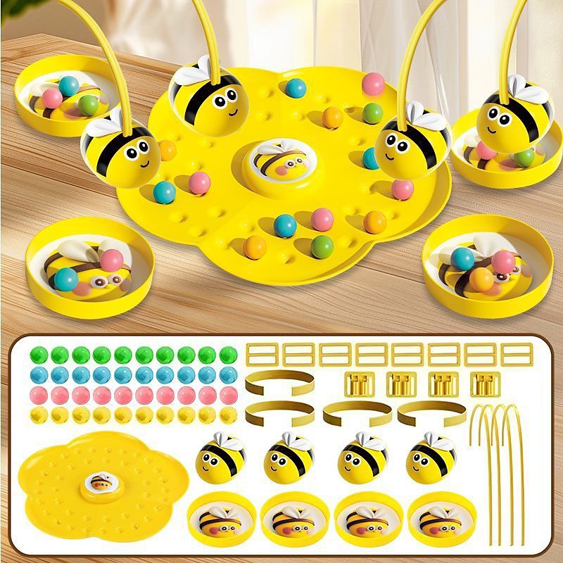 Funny Bee Headband Game for Kids Adults, Interactive Family Board Game with Magnetic Bees, Head-to-Head Action Toy for Fine Motor Skills Balance, Ideal Indoor Party Game for Boys Girls, Yellow