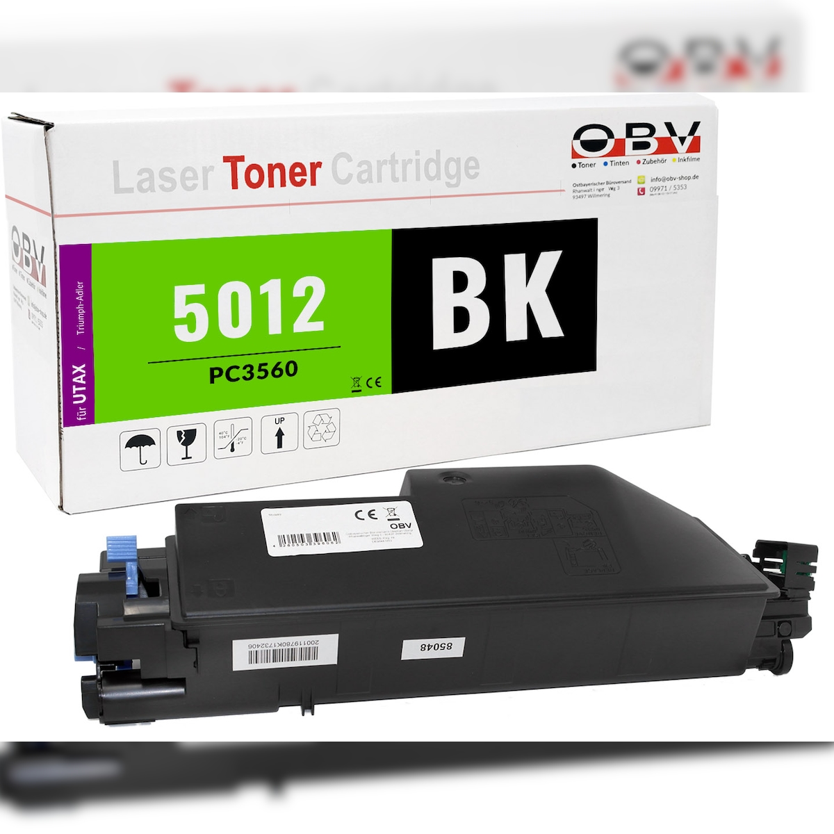 OBV Toner Schwarz kompatibel zu UTAX Triumph-Adler P-C 3560dn P-C 3560i MFP P-C 3565i MFP - Ersetzt PK-5012K - ca. 12.000 Seiten Image
