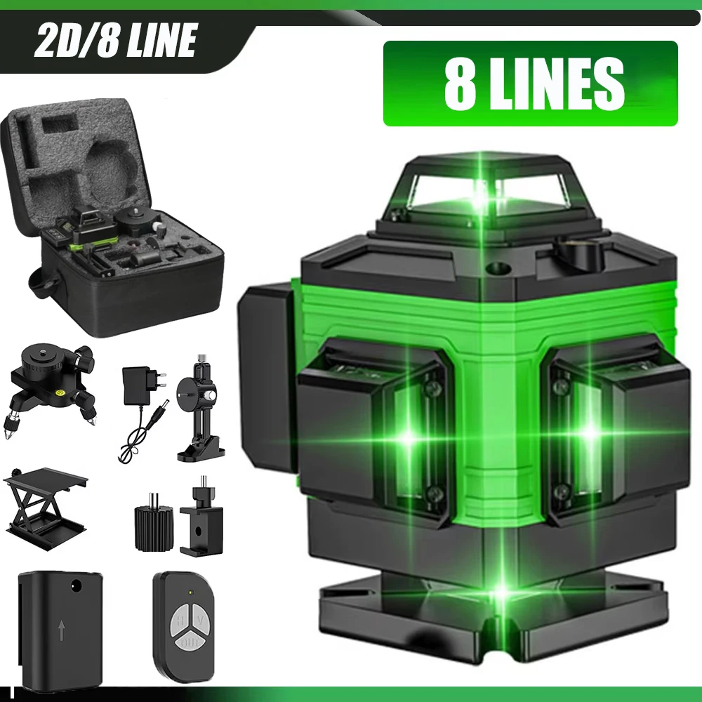 16-Linien-4D-Laser-Nivelliergerät, grüne Linie, selbstnivellierend, 360° horizontal und vertikal, superleistungsstarkes Laser-Nivelliergerät, grüner Strahl, Laser-Nivelliergerät Image