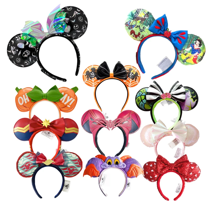 Neuestes Disney Mickey Mouse Stirnband Schneewittchen Roter Apfel Große Schleifen LED-Ohren Kostüm-Stirnband Cosplay Plüsch Erwachsenen/Kinder-Stirnband Geschenk Image