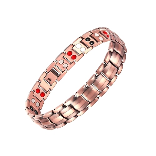 Magnetisches Herrenarmband aus Legierung, Vintage-Kupfergliederarmband für Herren, verstellbar, Wellness-Armband, modisches Schmuckgeschenk für Ehemann und Vater, Business, Freizeit, verschiedene Image