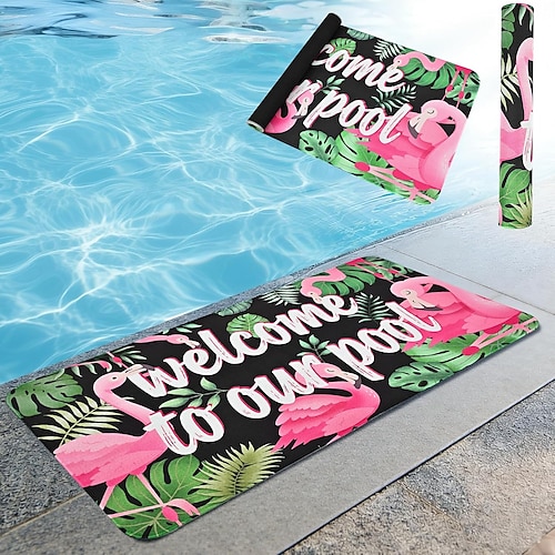 Pool-Fußmatte 61 x 122 cm, rutschfeste Pool-Bodenmatte für Terrasse, Sitzmatte für den Poolbereich mit Gummirückseite, Sommer-Fußmatte für Terrasse, Strand, Schwimmbad, Loungebereich Image